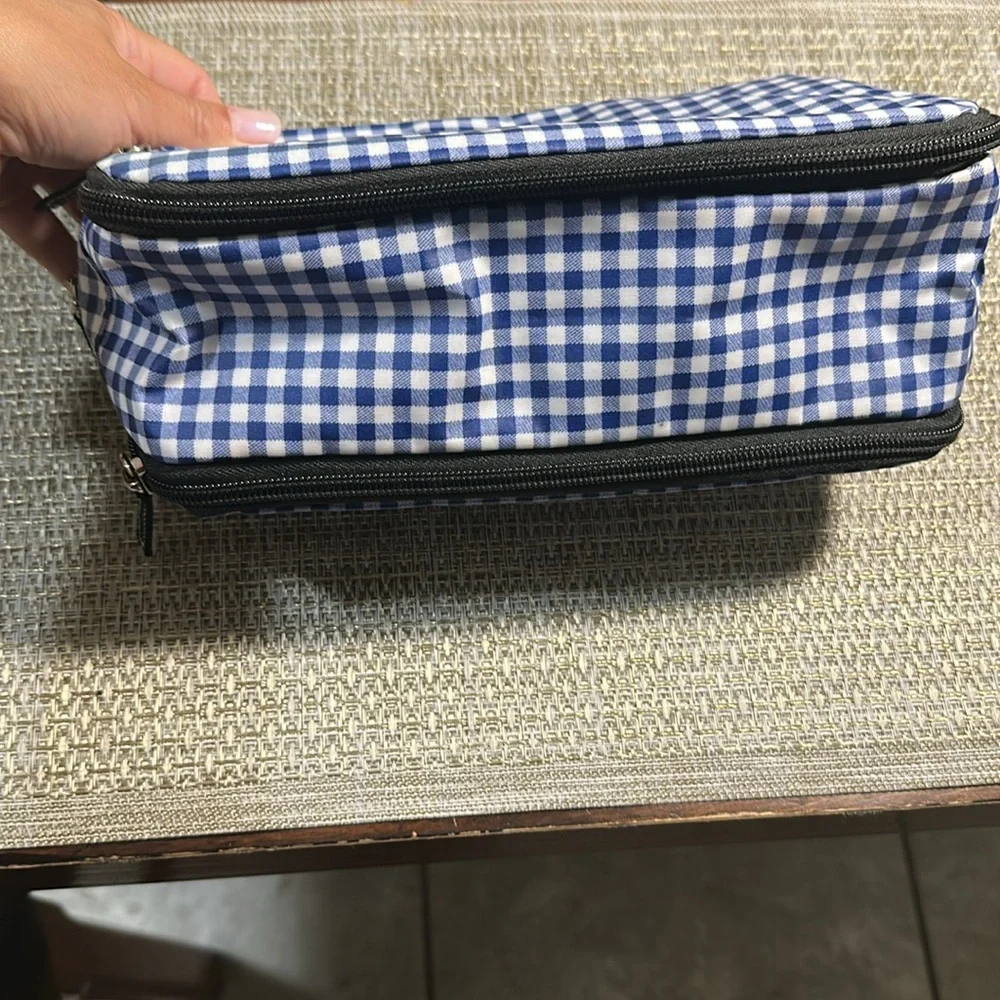 Scout Blue and White Checkered Gingham 3 Way Toiletry Bag - Picture 3 of 4